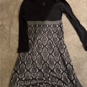 Prana Black and Gray Patterned Mini Dress